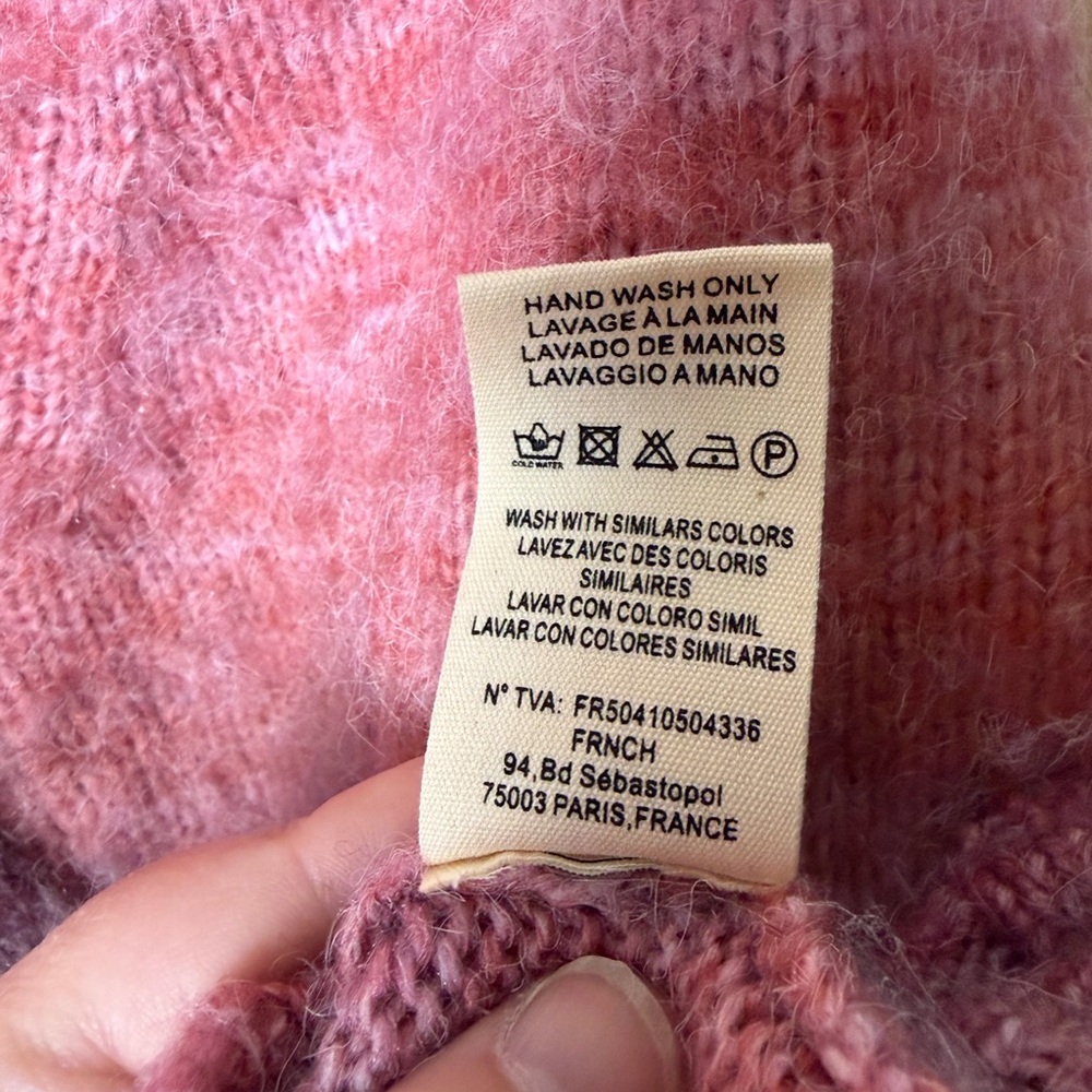 FRNCH Paris Women’s Pink/Purple Ombre Knit Buttoned Cardigan Size Medium - Picture 5 of 6
